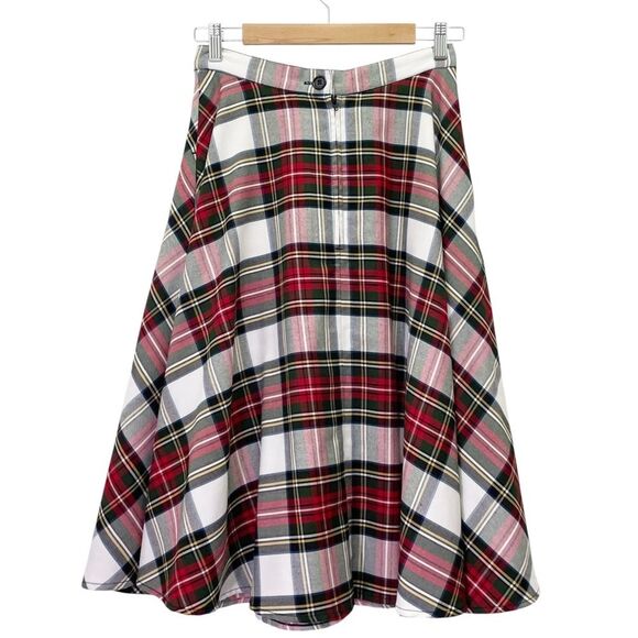 Hell Bunny Vixen Plaid Midi Skirt Red Green Tartan Swing Circle Skirt Size Small - Picture 3 of 11